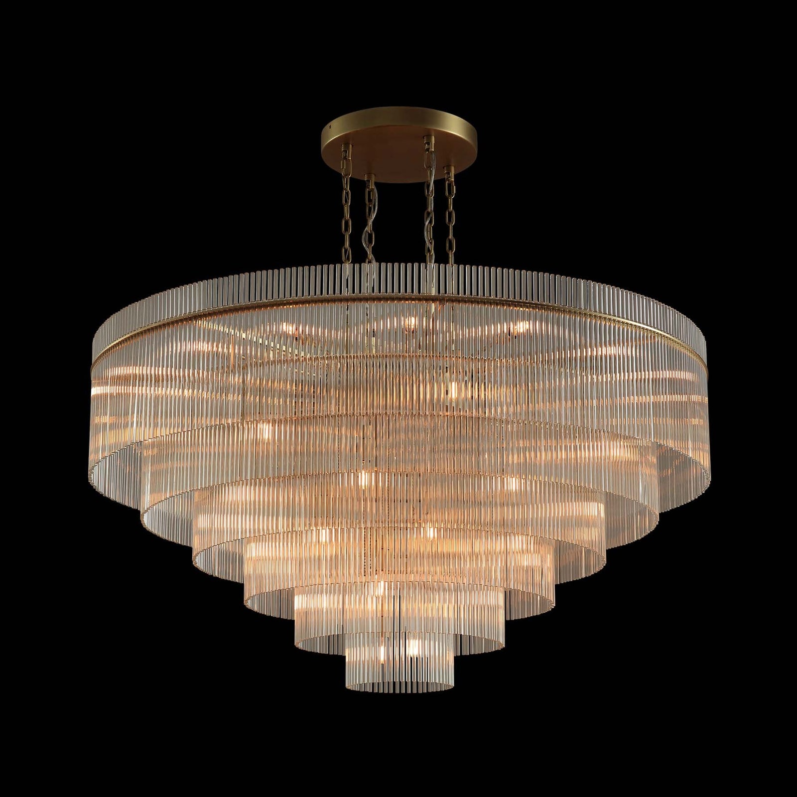 Timelore Round Glass Rod Chandelier