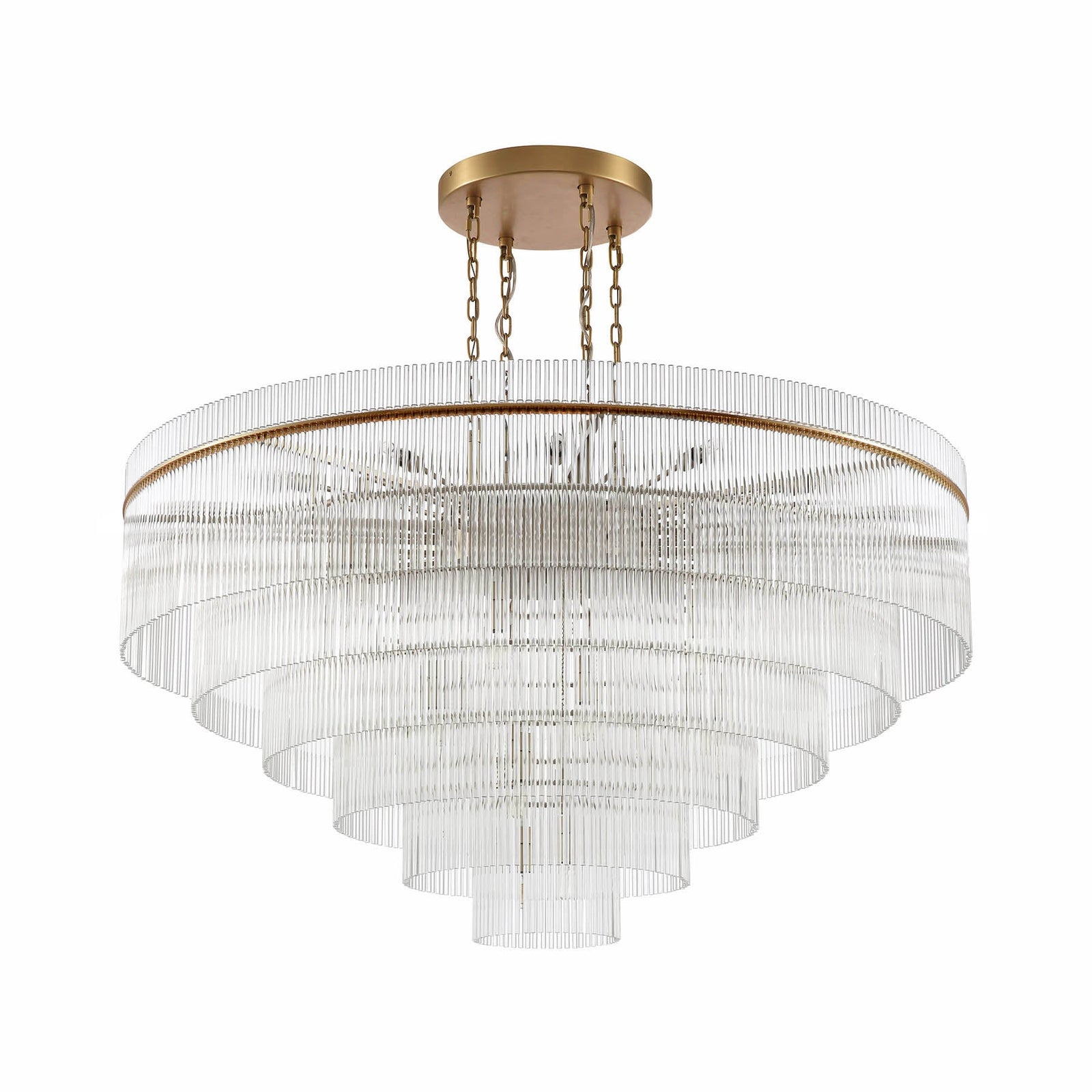 Timelore Round Glass Rod Chandelier