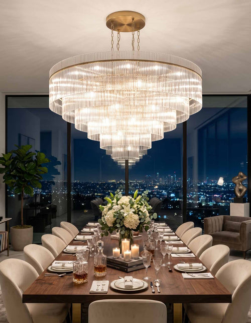 Load image into Gallery viewer, Timelore Round Glass Rod Chandelier
