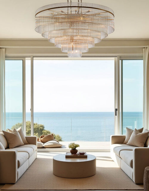 Load image into Gallery viewer, Timelore Round Glass Rod Chandelier
