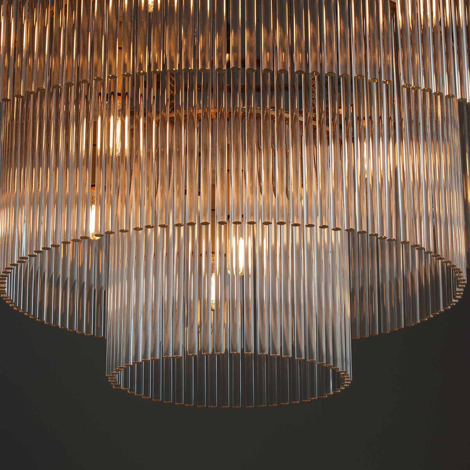 Timelore Round Glass Rod Chandelier