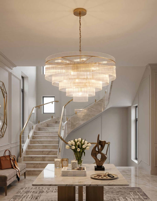 Load image into Gallery viewer, Timelore Round Glass Rod Chandelier
