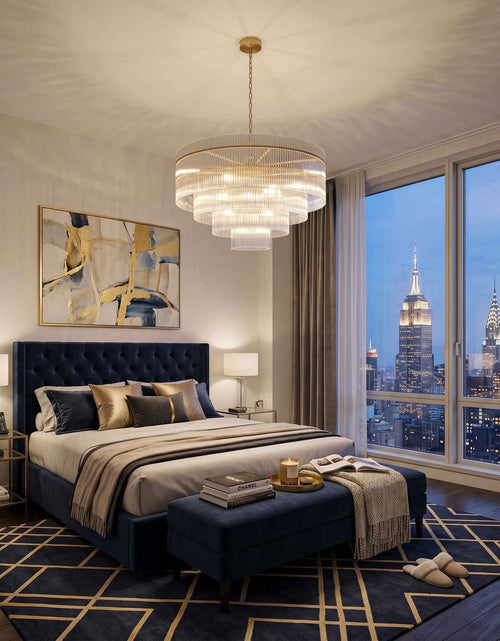 Load image into Gallery viewer, Timelore Round Glass Rod Chandelier
