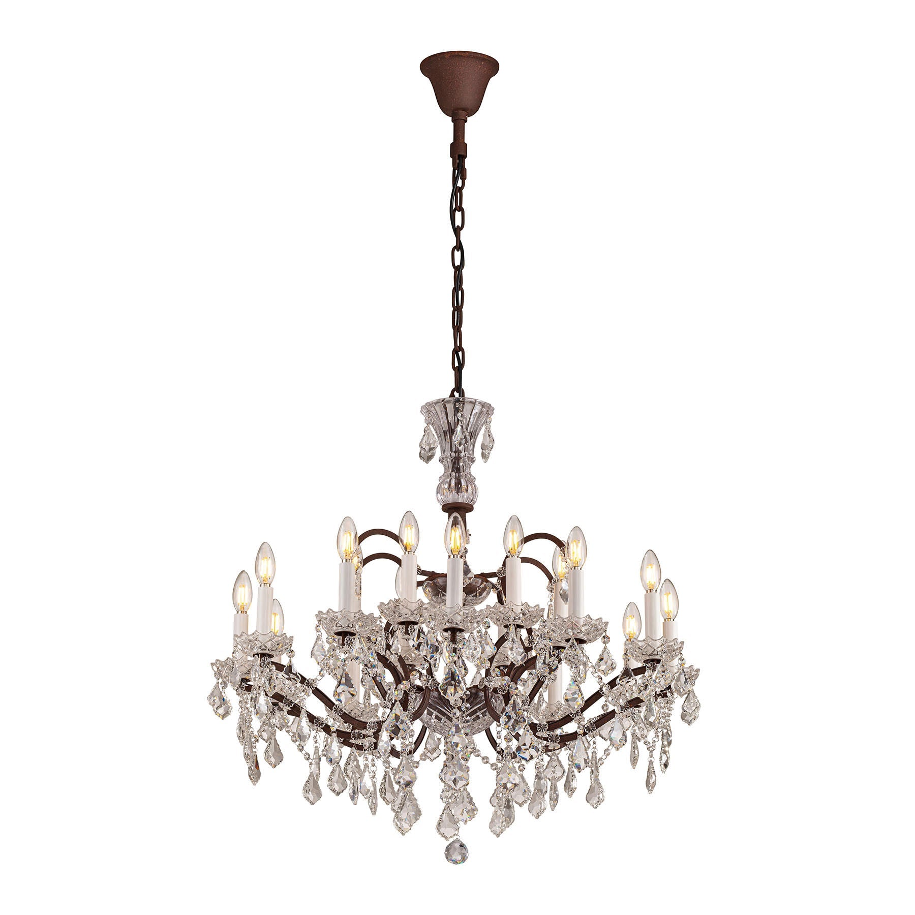 Chandelier with crystal accents on a white background
