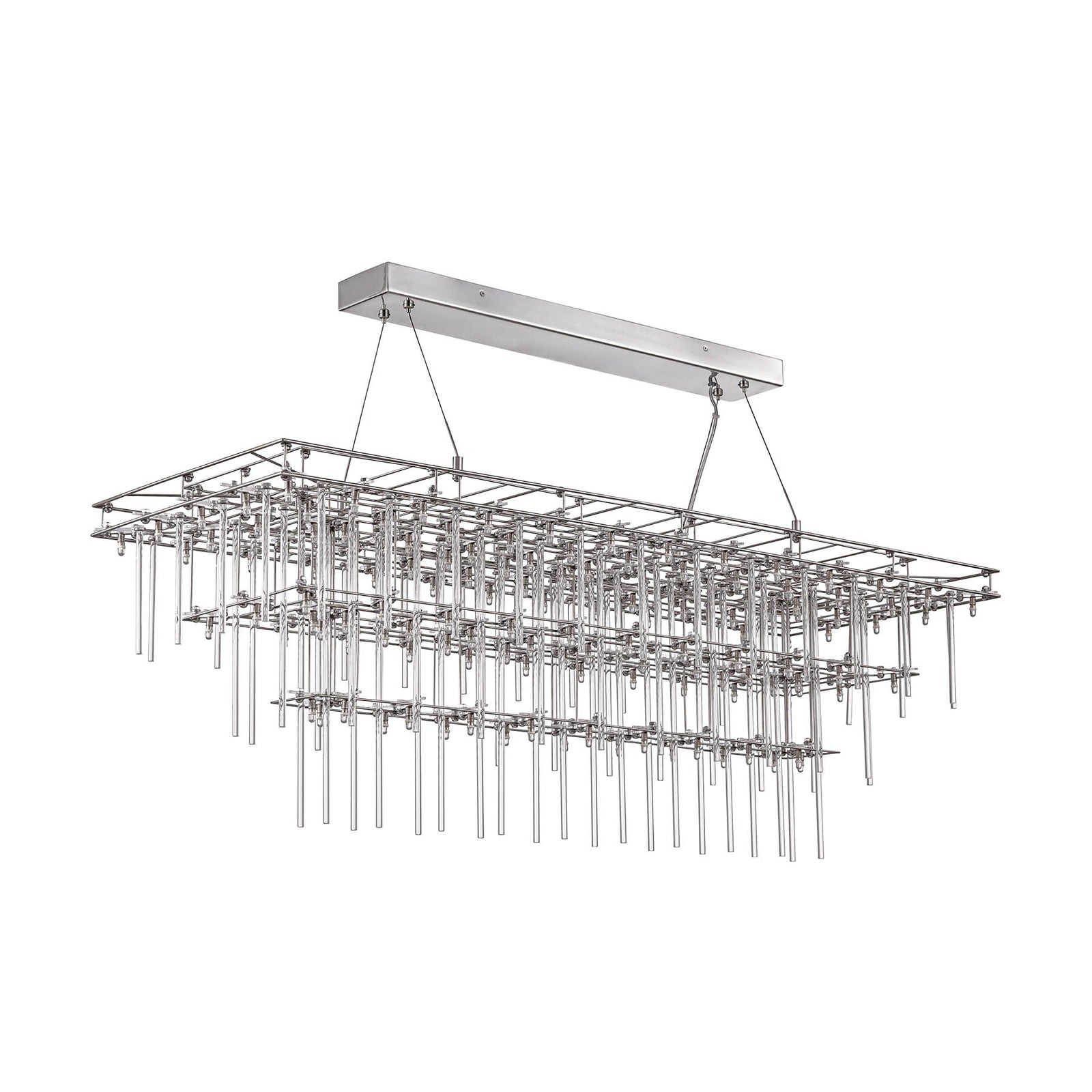 Aura Rectangular LED Glass Rod Chandelier
