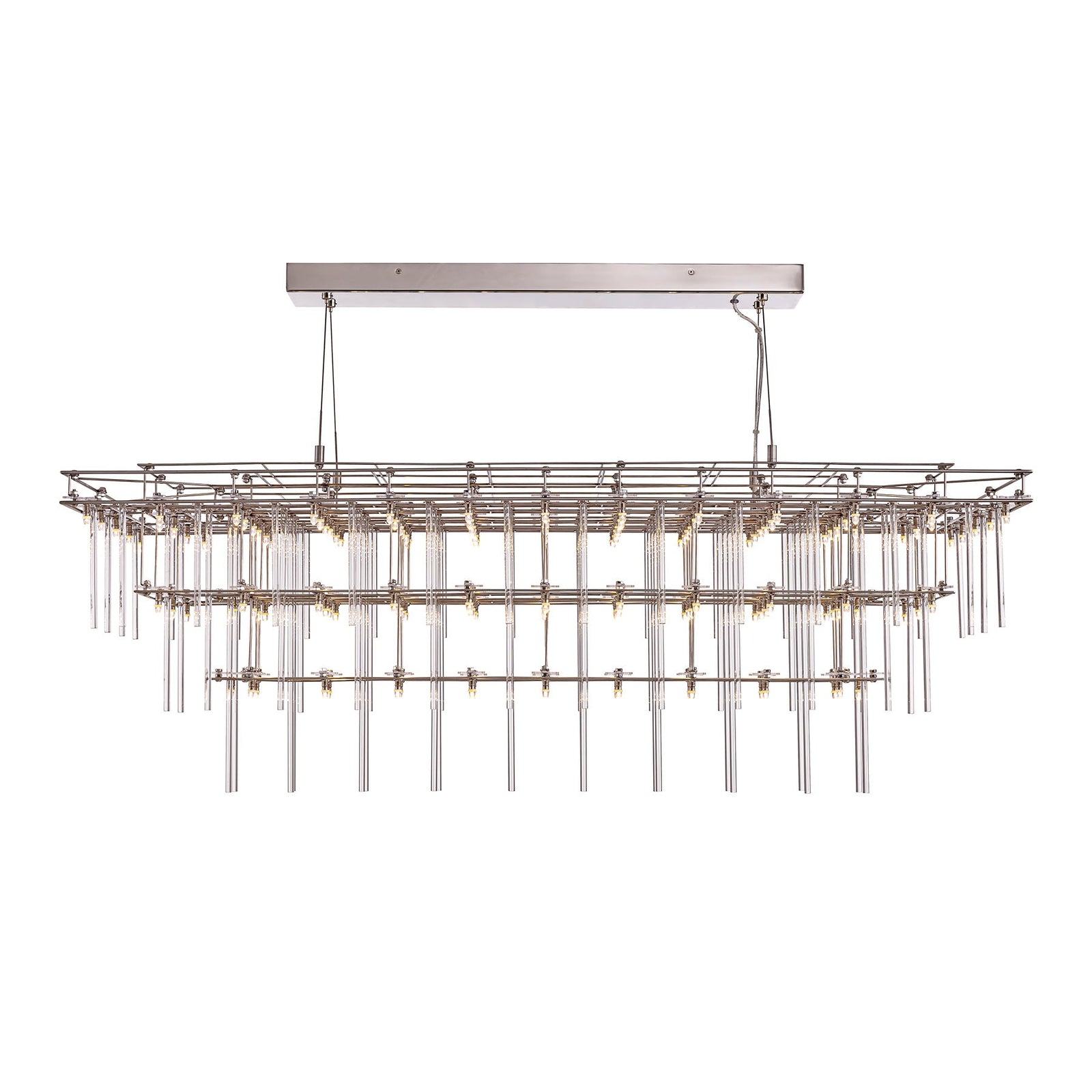 Aura Rectangular LED Glass Rod Chandelier