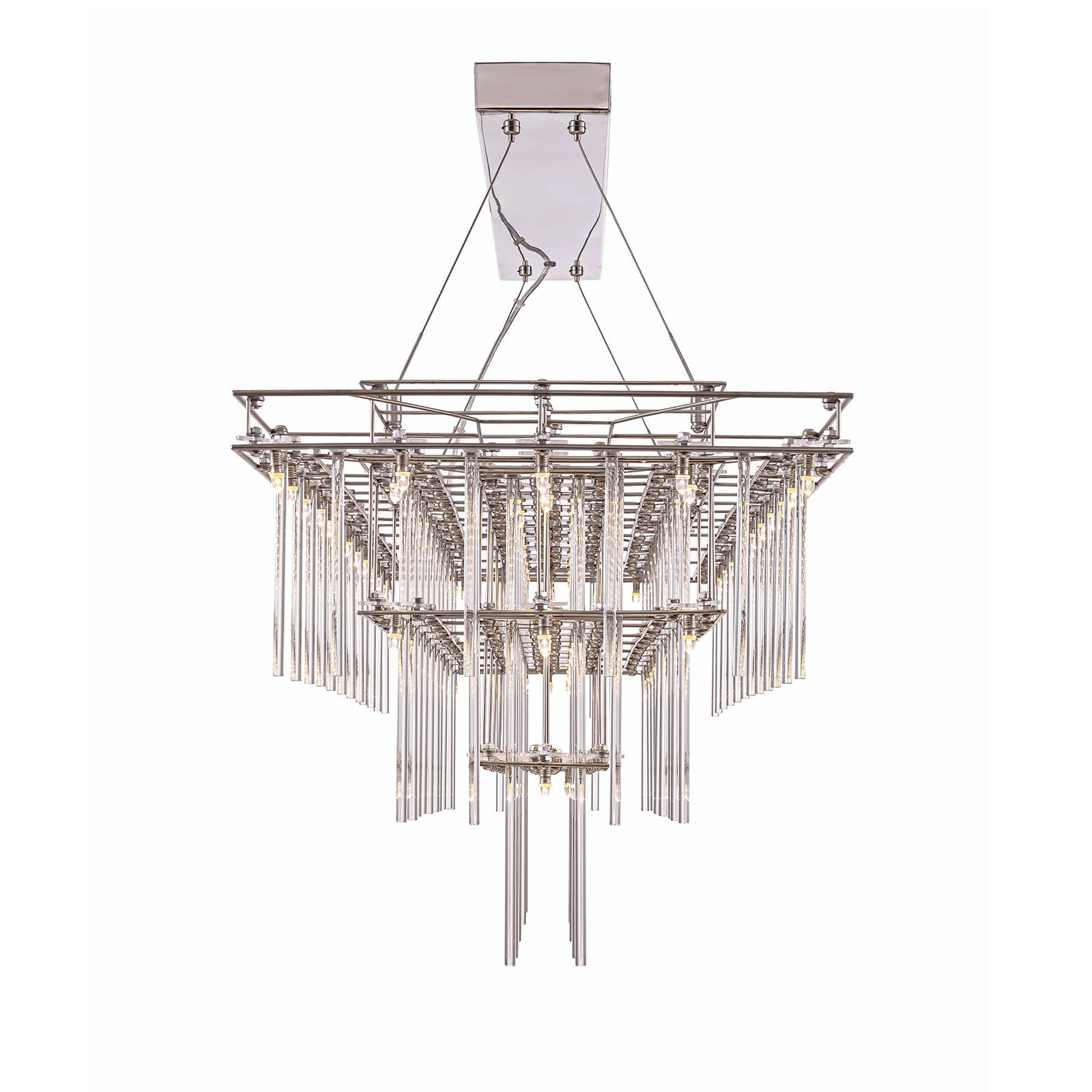 Aura Rectangular LED Glass Rod Chandelier