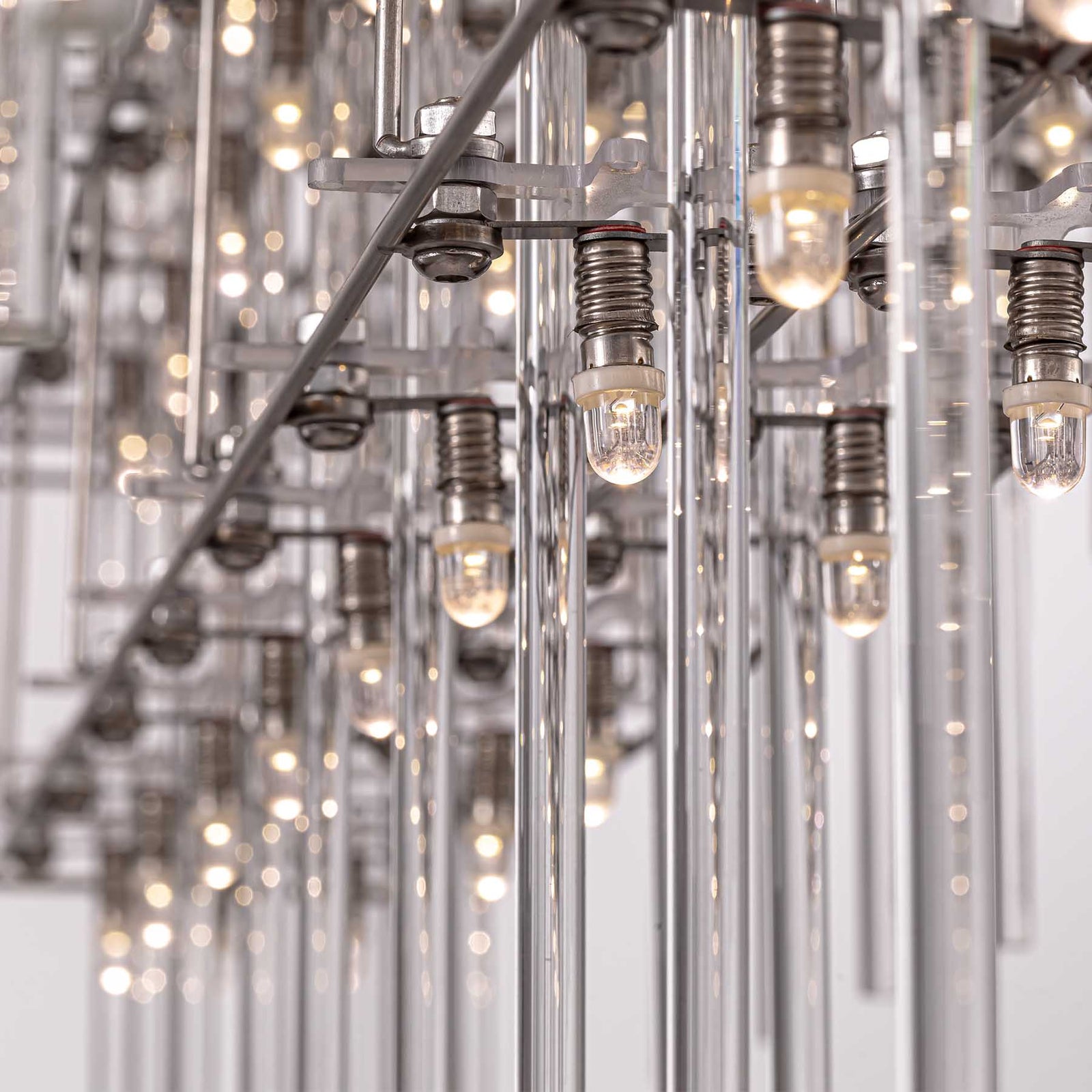 Aura Rectangular LED Glass Rod Chandelier