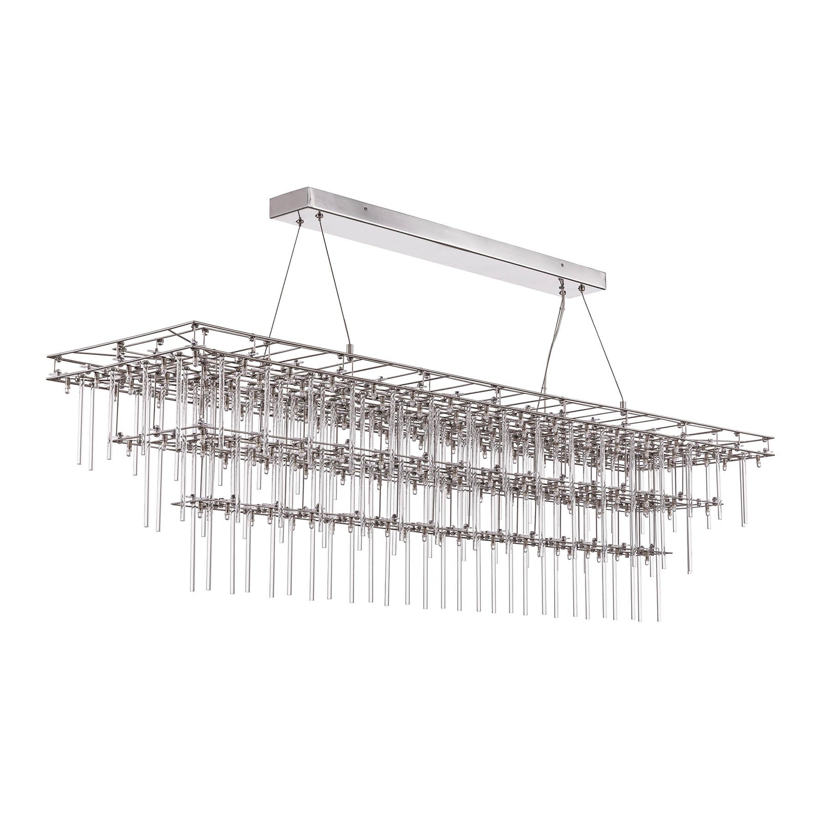 Aura Rectangular LED Glass Rod Chandelier