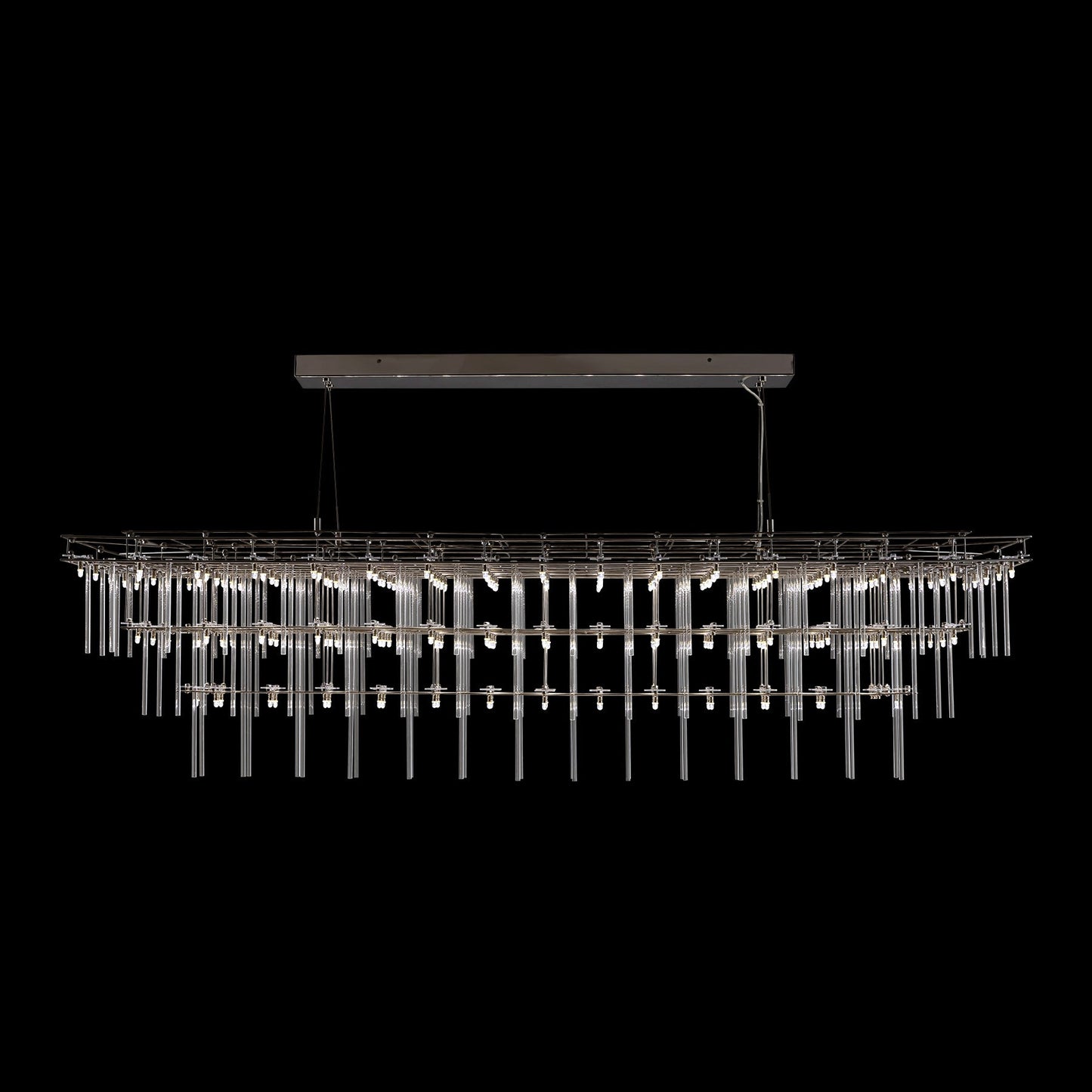 Chandelier with rectangular design on a black background