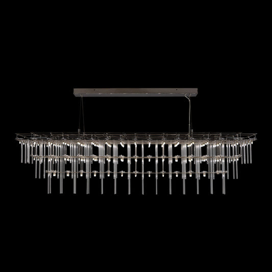 Aura Rectangular LED Glass Rod Chandelier
