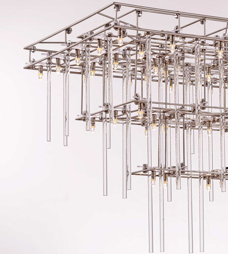Aura Rectangular LED Glass Rod Chandelier