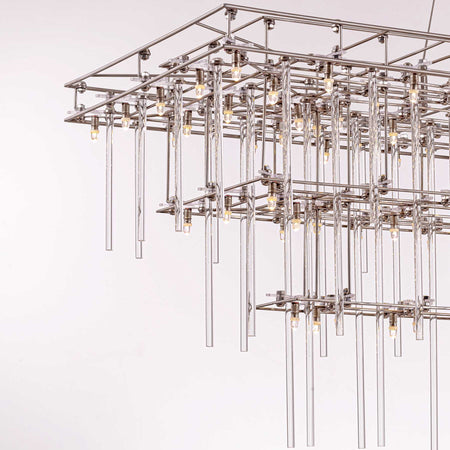 Aura Rectangular LED Glass Rod Chandelier