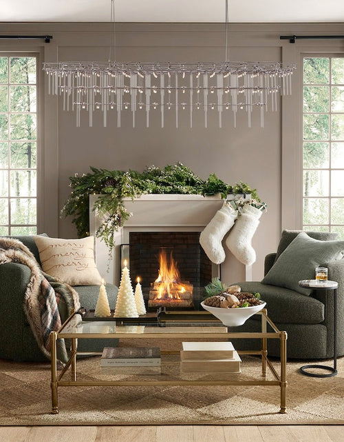 Load image into Gallery viewer, Aura Rectangular LED Glass Rod Chandelier
