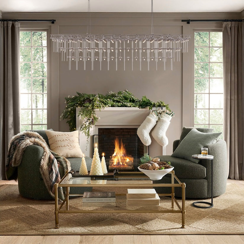 Aura Rectangular LED Glass Rod Chandelier