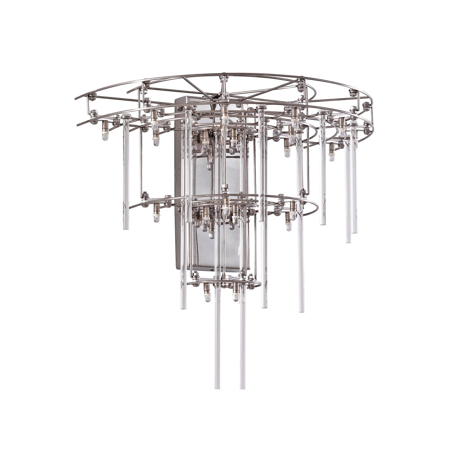Decorative ceiling light fixture with metallic and glass elements on a white background